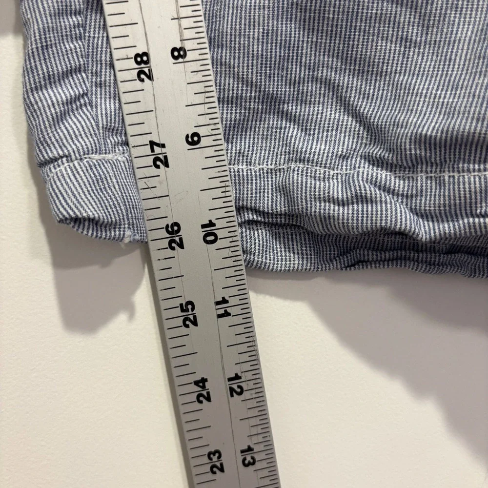 Banana Republic Emerson Shorts Mens 36 Blue White Striped Linen Blend Flat Front